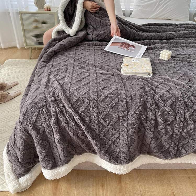 Duvet Sherpa Couverture Lestée 150x200cm Gris Double Chaud Couverture en Fleece Housse de Lit Couverture Lestée Hiver Chambre | Sansoti