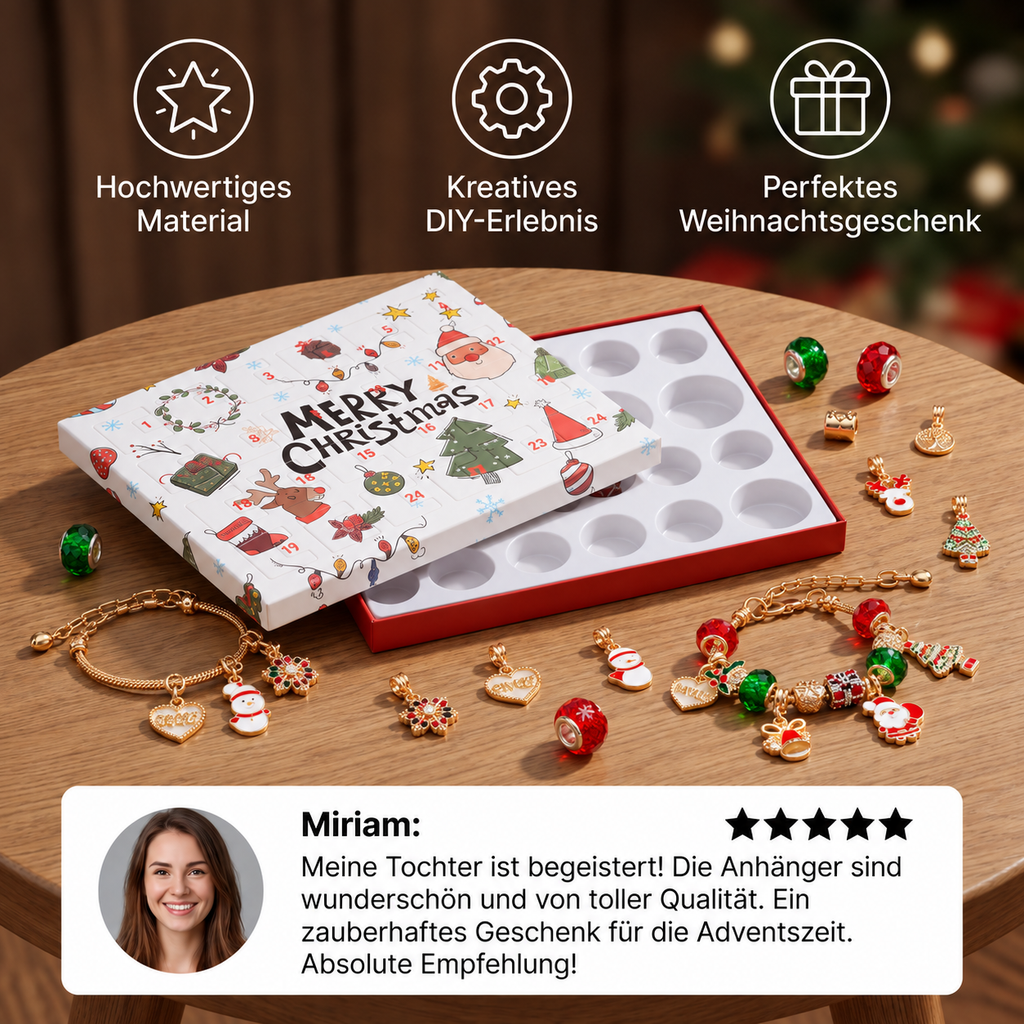 Calendrier de l'Avent en bracelet de Noël de 24 jours – Kit de bijoux DIY pour filles