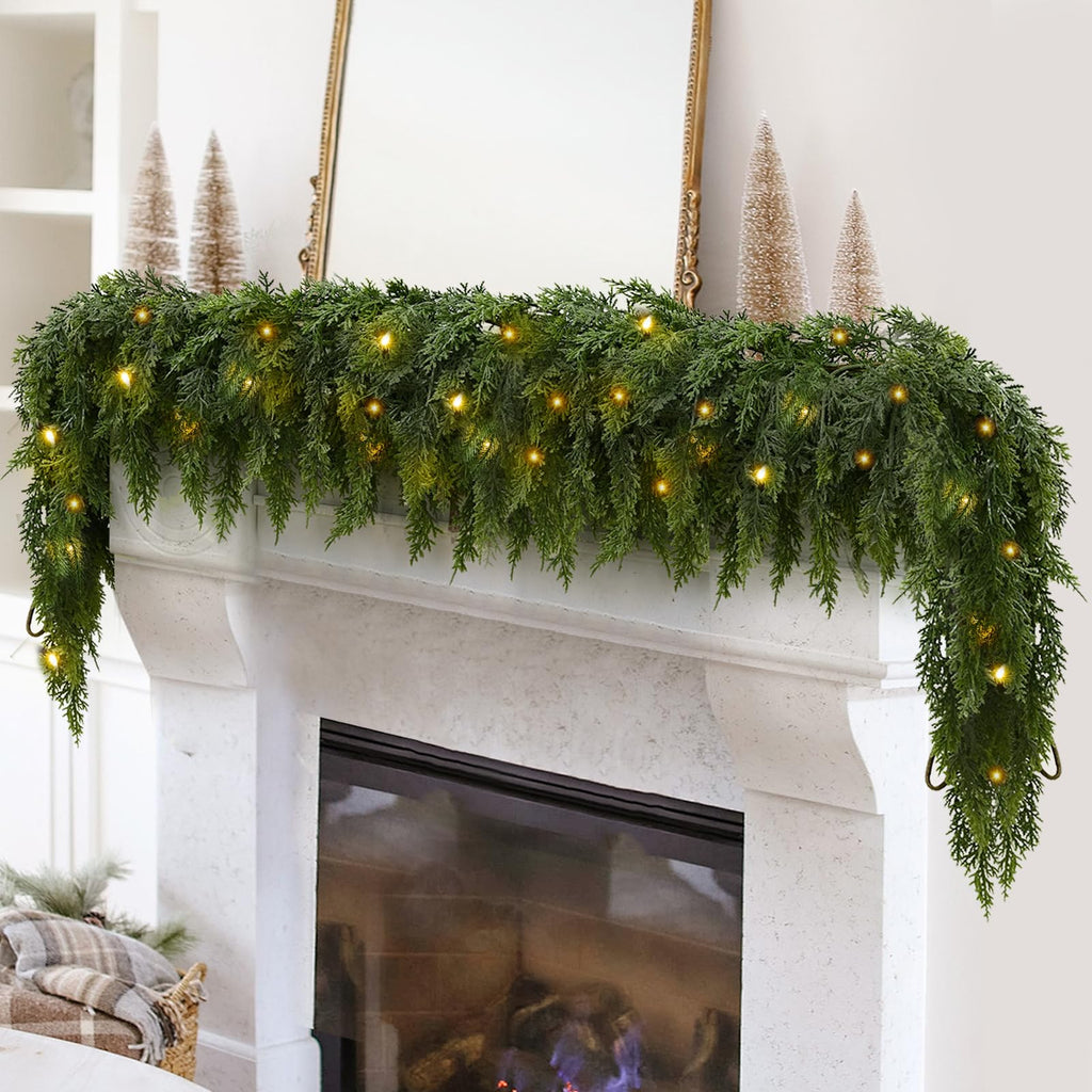 Guirlande de Noël avec éclairage LED blanc chaud – Branches de sapin réalistes