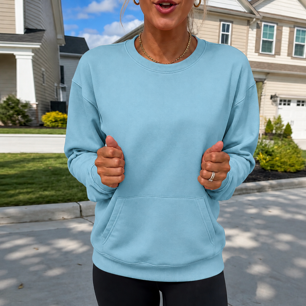 Restfield – Sweat-shirt à col rond avec poche kangourou surdimensionnée