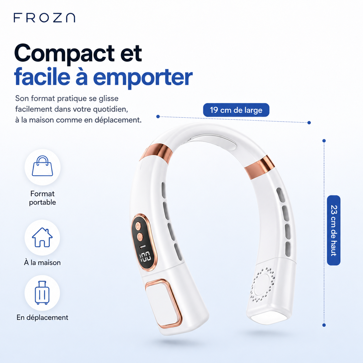 Froza – Ventilateur de Cou Numérique à Refroidissement 360°