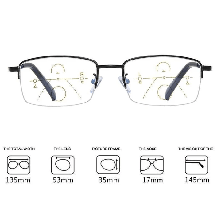 Lunettes de lecture progressives en titane à usage dual pour la vision de loin et de près