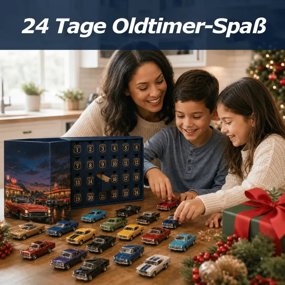 😍🚗 Calendrier de l'Avent « 24 jours de voitures américaines classiques » – 24 pièces de collection pour les passionnés d'automobiles