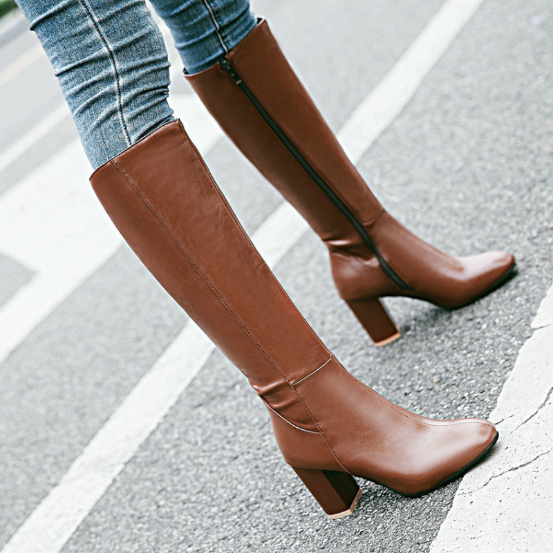 Bottines en Cuir Vegan Luxueuses avec Fermeture Éclair - Magie d'Automne Eden
