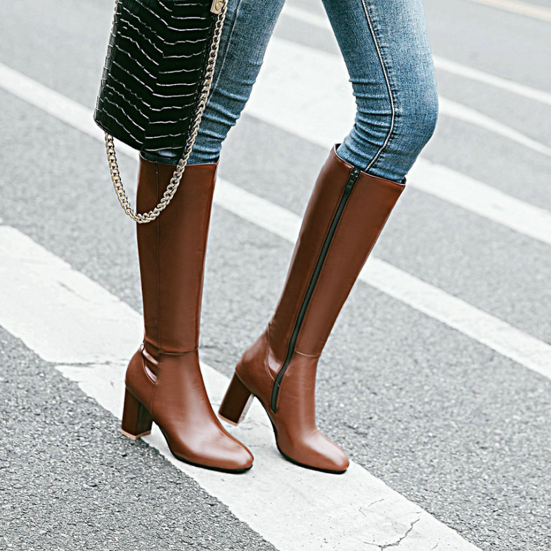 Bottines en Cuir Vegan Luxueuses avec Fermeture Éclair - Magie d'Automne Eden