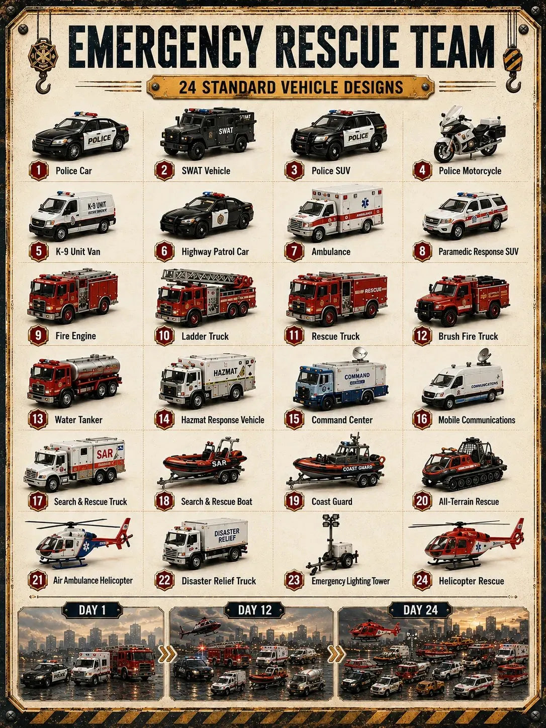 🚧Construisez la Collection de Flotte Calendrier de l'Avent de Véhicules de 24 Jours | ✨Une Nouvelle Aventure Chaque Matin