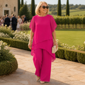 SerenLuxe™ – Ensemble en Chiffon Élégant à Deux Pièces avec Haut Asymétrique à Couches