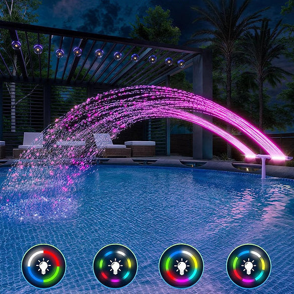 Fontaine RGB Alimentée par Énergie Solaire pour Piscine – Spectacle Lumineux du Soir
