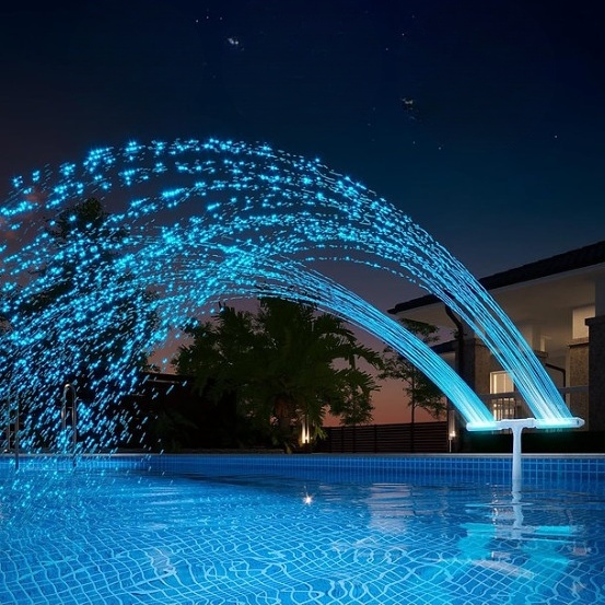 Fontaine RGB Alimentée par Énergie Solaire pour Piscine – Spectacle Lumineux du Soir