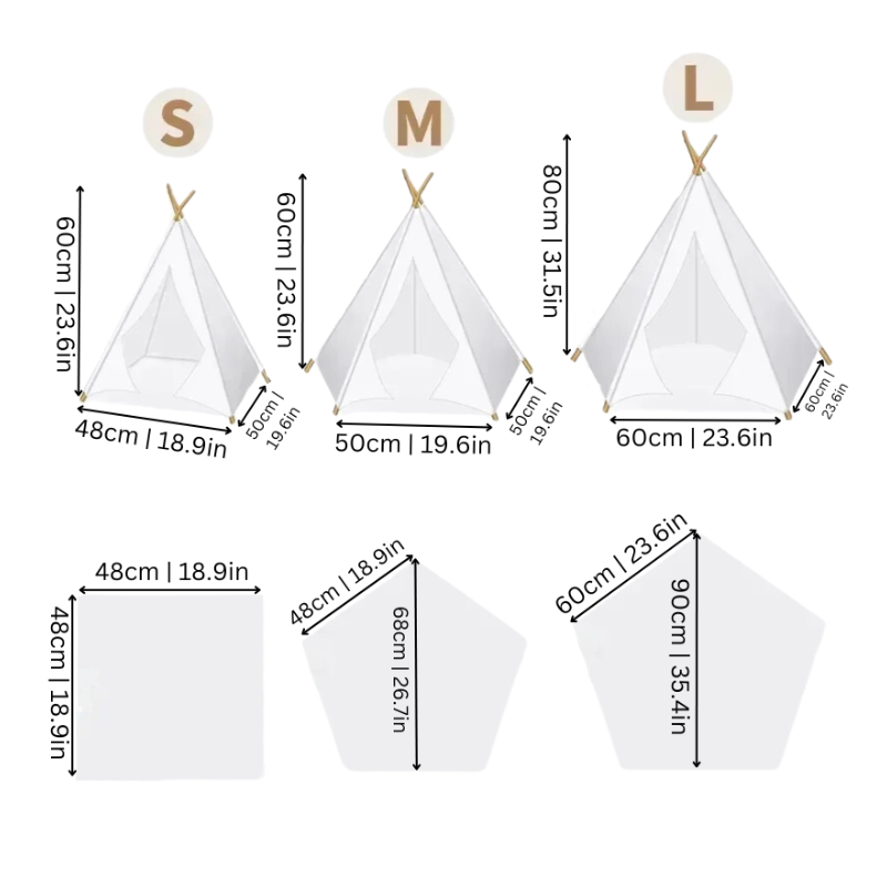 Teepee Deluxe pour Animaux de Compagnie en Toile pour Chats et Chiens