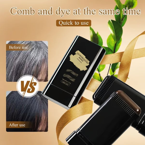 Bâton de couleur pour racines 1+1 gratuit | RacineFix™ Couverture des cheveux gris avec applicateur peigne | Couleur de cheveux rapide pour les déplacements