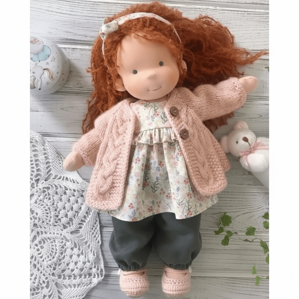 Selina – Poupée Waldorf en coton fait main pour un jeu créatif