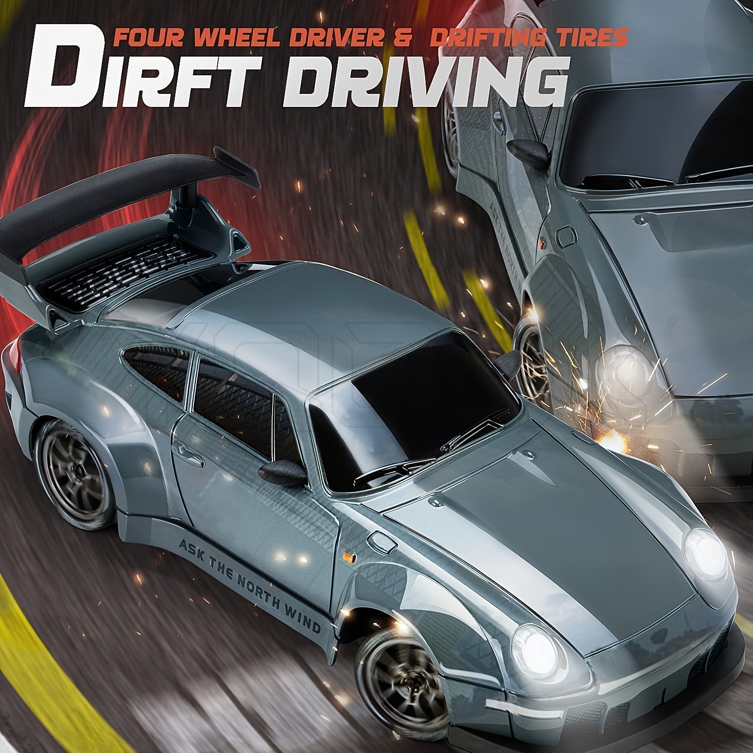 Skanto | Voiture de Drift RC Ultime 1:24 avec Roues LED – Jouet de Course Rechargeable 4WD