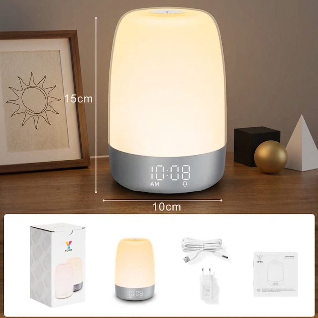 Réveil Lumineux avec Simulation de Lever et de Coucher de Soleil Lampe LED Intelligente