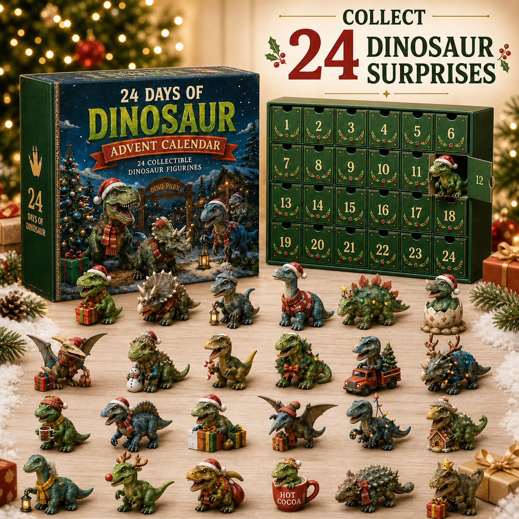Calendrier de l'Avent de Noël des Dinosaures en 24 Jours – 24 Figurines de Dinosaures Collectionnables & Surprises de Fête