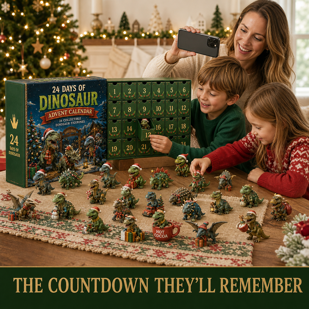 Calendrier de l'Avent de Noël des Dinosaures en 24 Jours – 24 Figurines de Dinosaures Collectionnables & Surprises de Fête