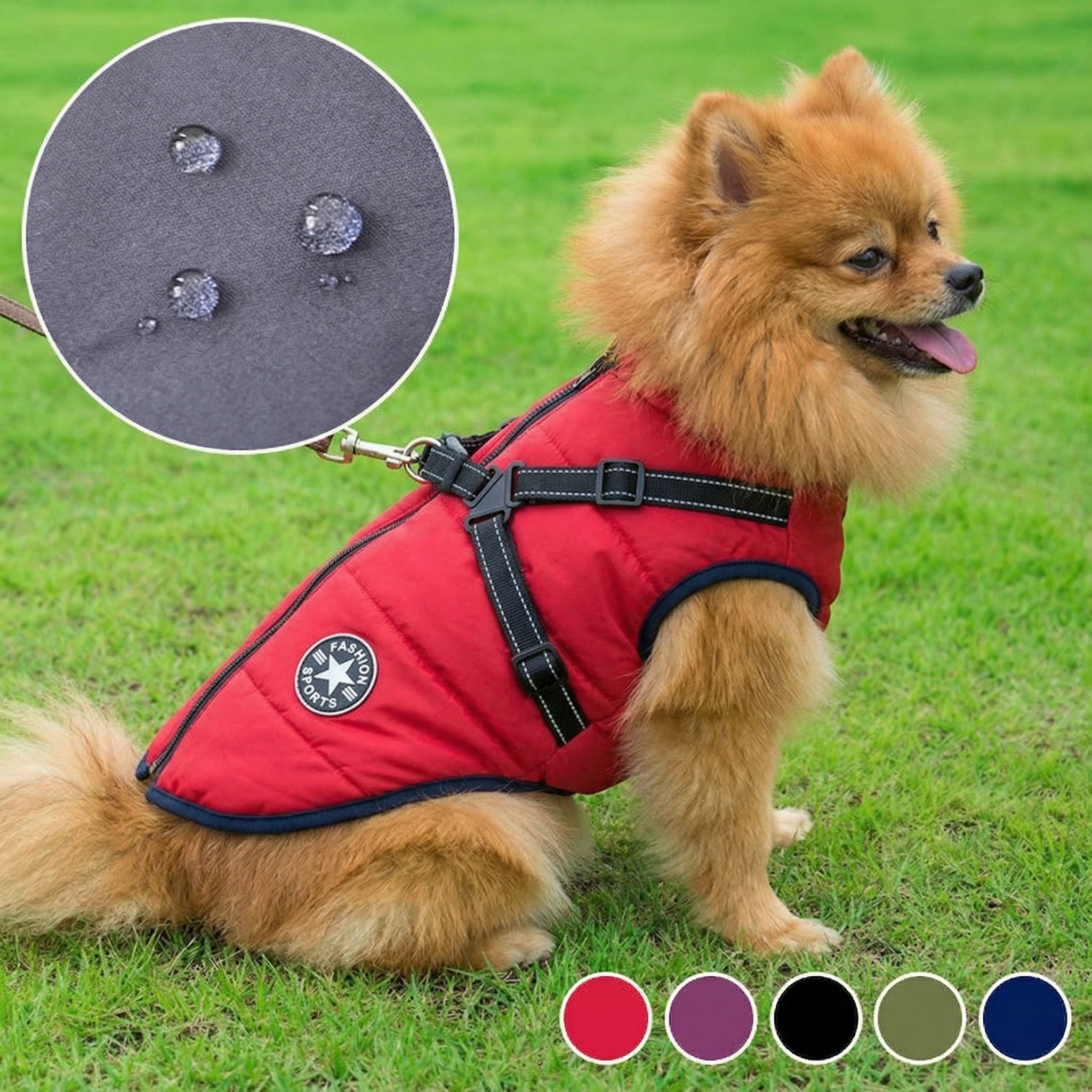 Manteau de Pluie Réfléchissant pour Chien avec Harnais