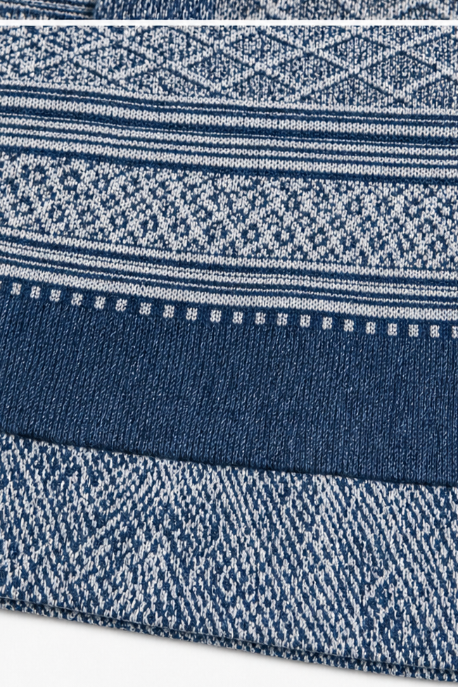 Layerlyn – Blouse Tricot Texturée en Patchwork Denim