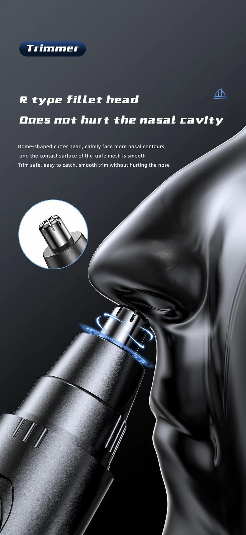 Rasoir professionnel pour les poils du nez et des oreilles sans douleur pour hommes et femmes – Rechargeable