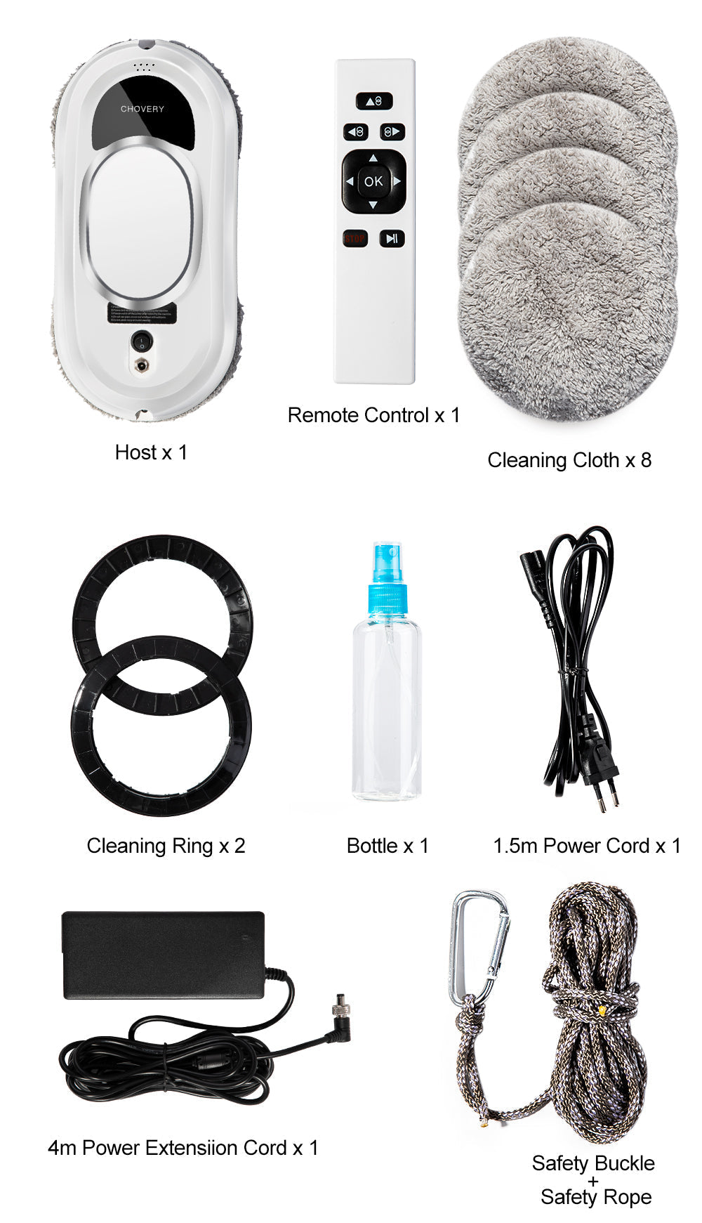 CleanBot Robot Nettoyeur de Fenêtres – Intelligent et Sans Mains avec Télécommande pour des Fenêtres Sans Rayures