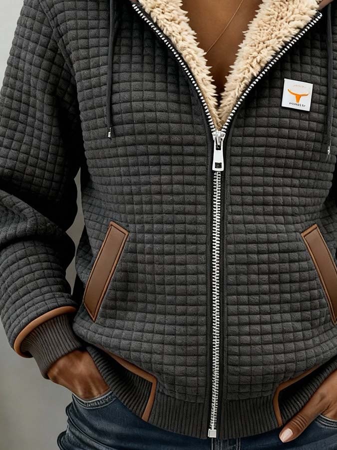 Veste d'hiver pour femmes avec doublure en teddy – Veste en polaire matelassée avec capuche