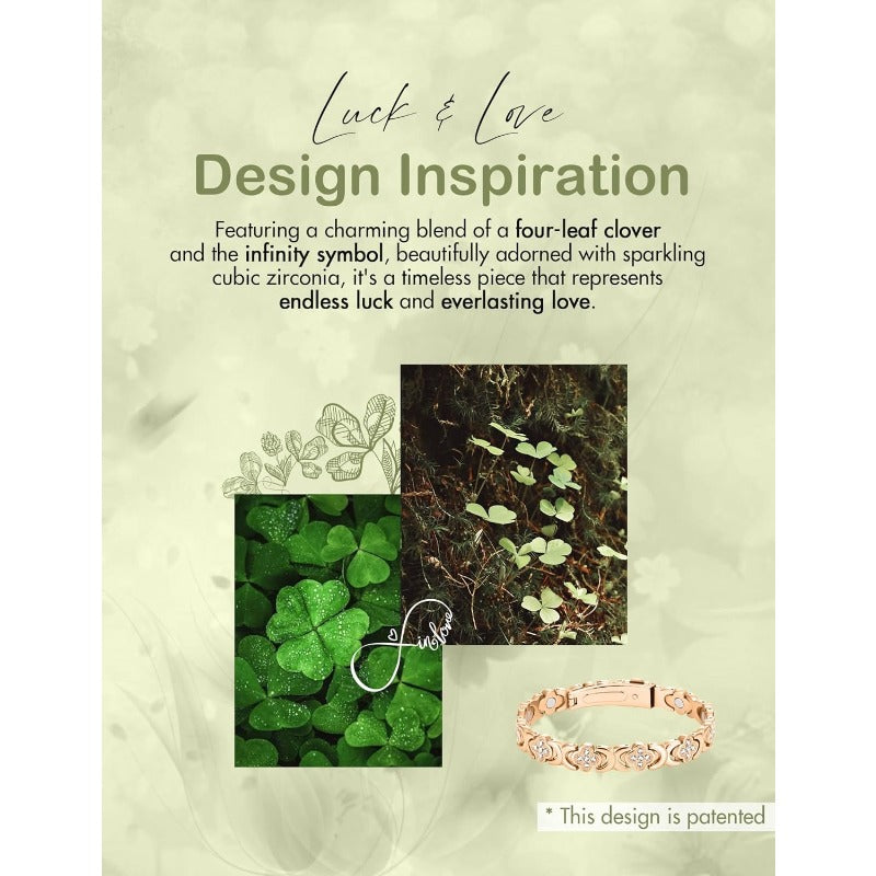 Bracelet Magnétique en Cuivre GlamClover Infinity Clover avec Ajusteur