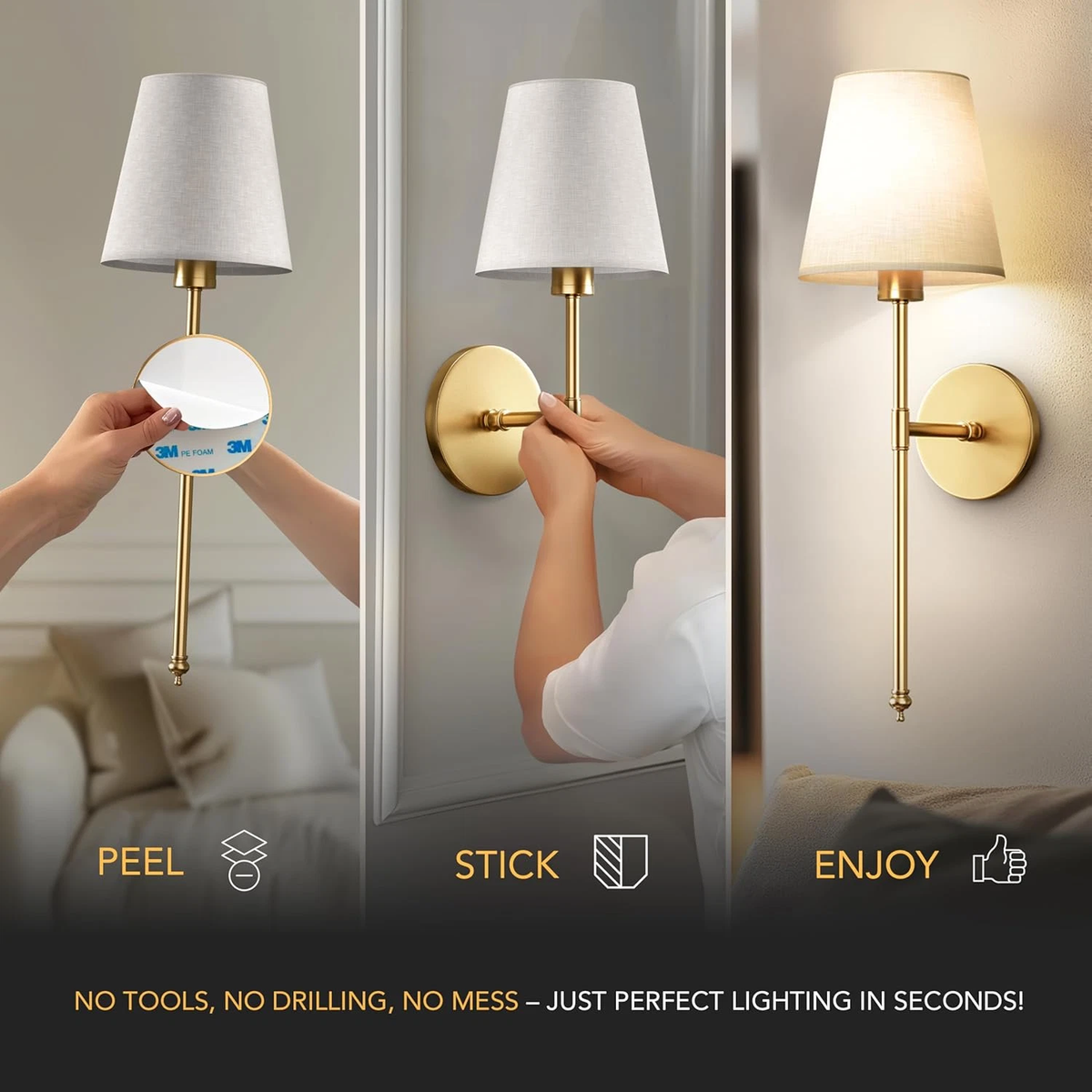 Aureline™ Applique Murale Sans Fil — Brillance Douce avec une Touche de Luxe