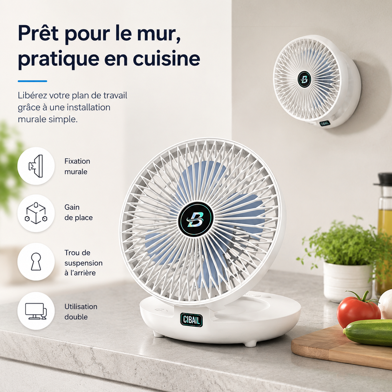 Ventilateur de Cuisine Domestique à Double Usage