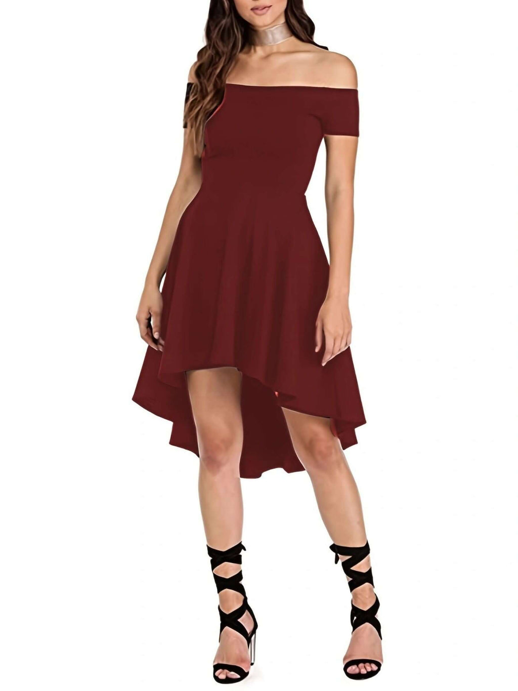 Robe Haute-Basse à Épaules Dégagées