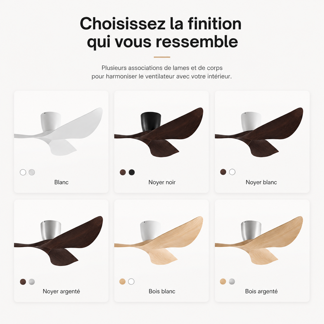 Nelvarn – Ventilateur de Plafond Minimaliste avec Lames