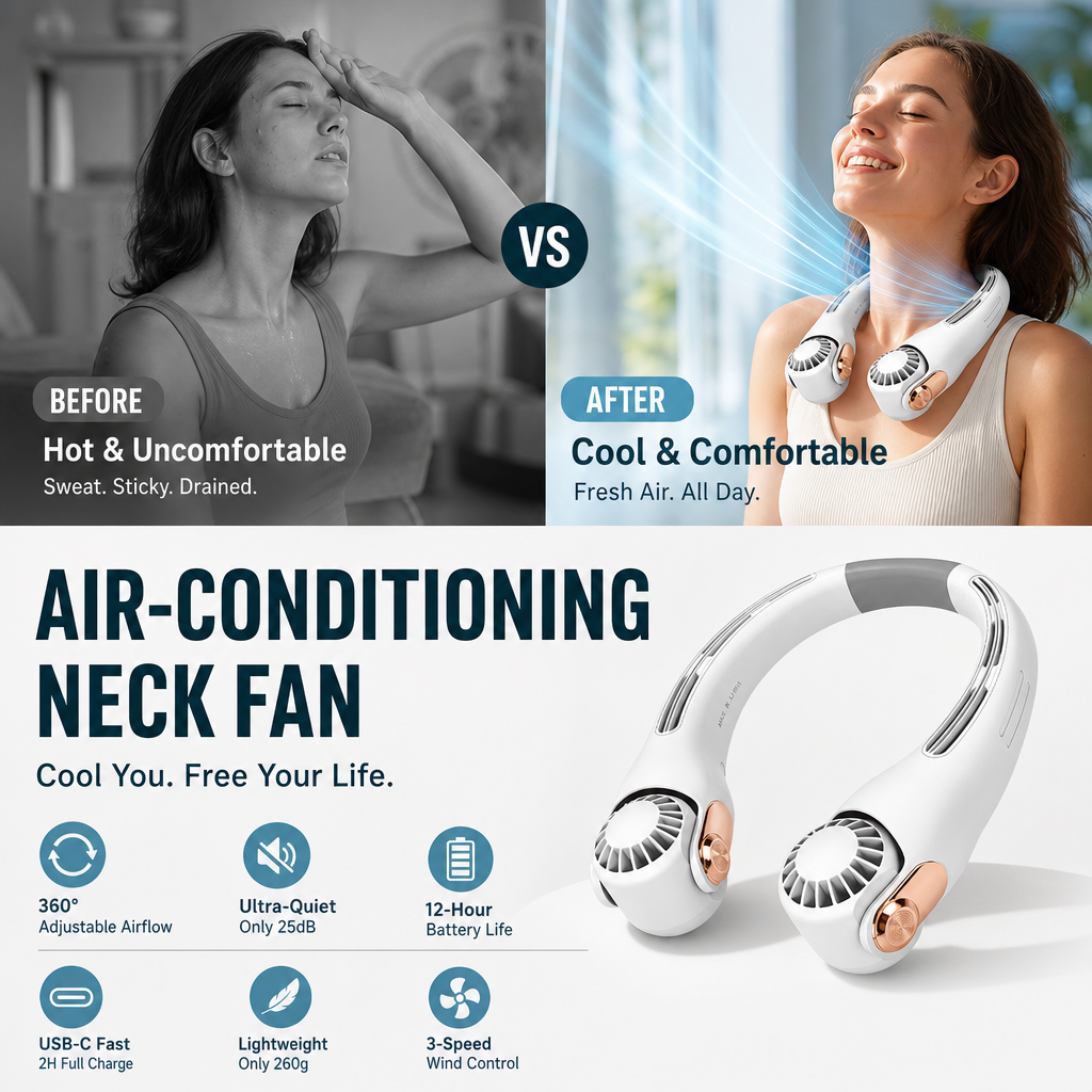 BreezeAura™ — Votre Refroidisseur Personnel, Silencieux et Pratique Partout où Vous Allez