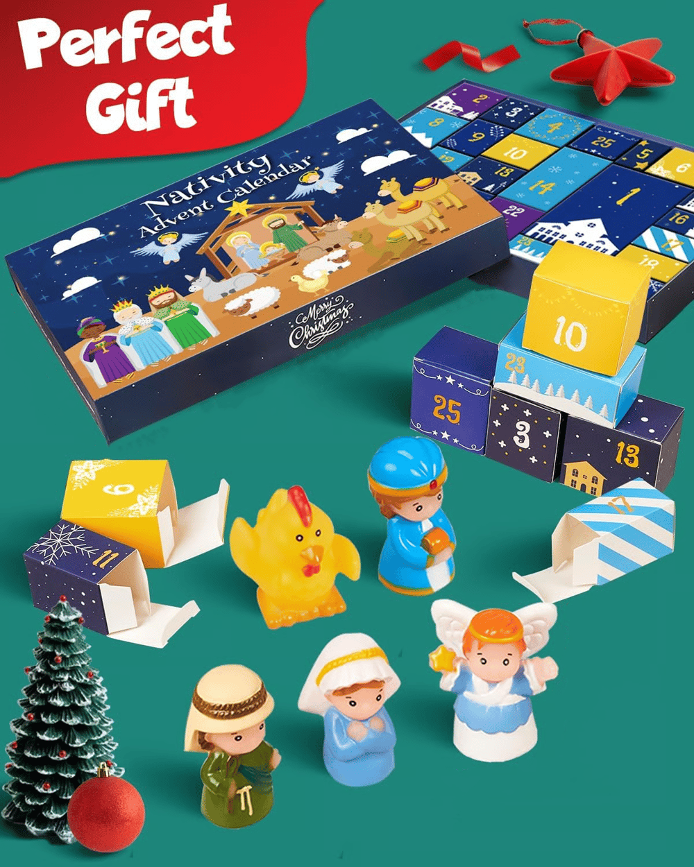 HeiligeNacht | Calendrier de l'Avent Crèche de Noël 2025 25 Pièces Décoration Festive