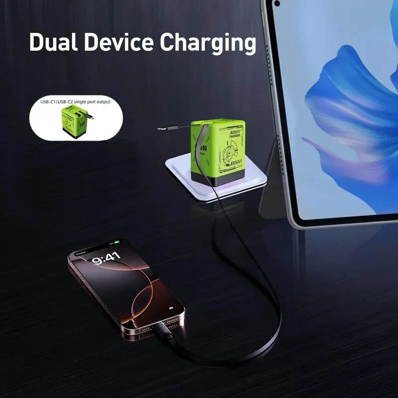 GaNPro Chargeur Rapide Rétractable Cube 45W