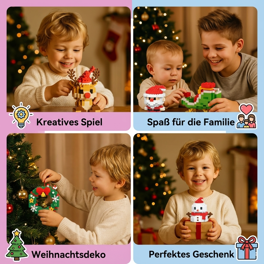 Figurines de Noël en blocs créatifs - Amusement pour toute la famille