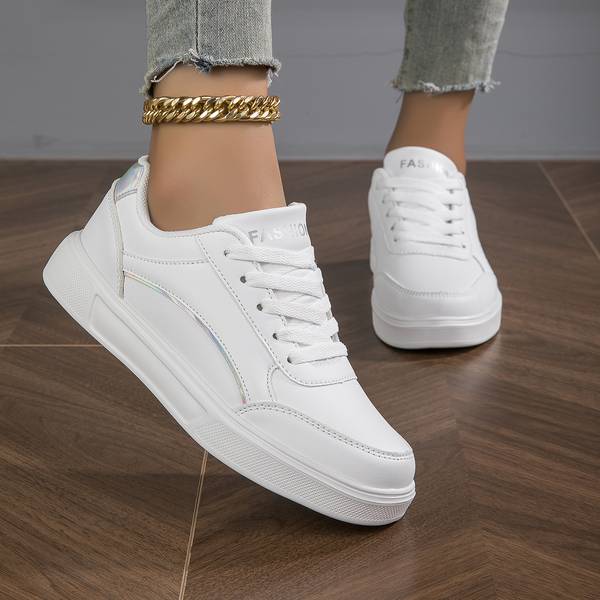 Baskets Blanches pour Femmes avec Accents Métalliques