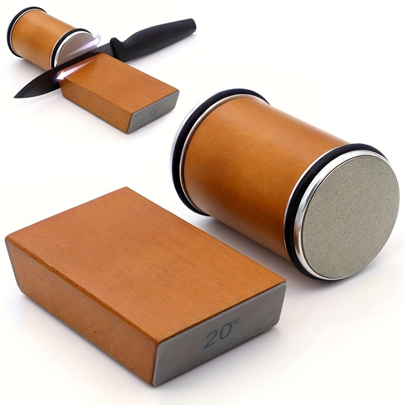 Set de pierre à aiguiser DuoCut | Pierre diamantée avec support magnétique | Angles d'affûtage de 15° & 20° | Bois & Métal