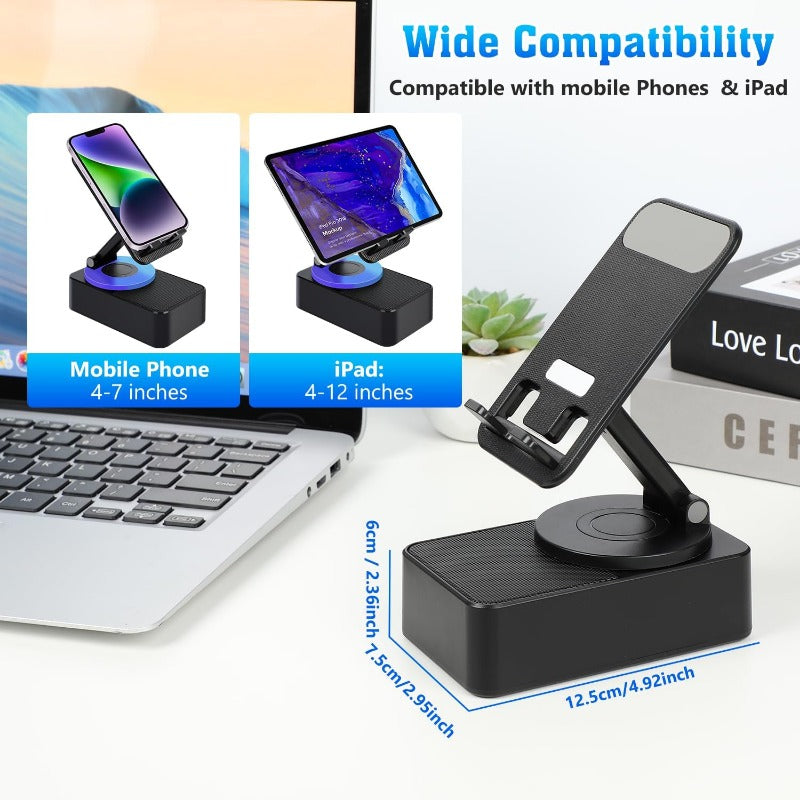 Support de haut-parleur Bluetooth pliable 3-en-1 avec batterie externe