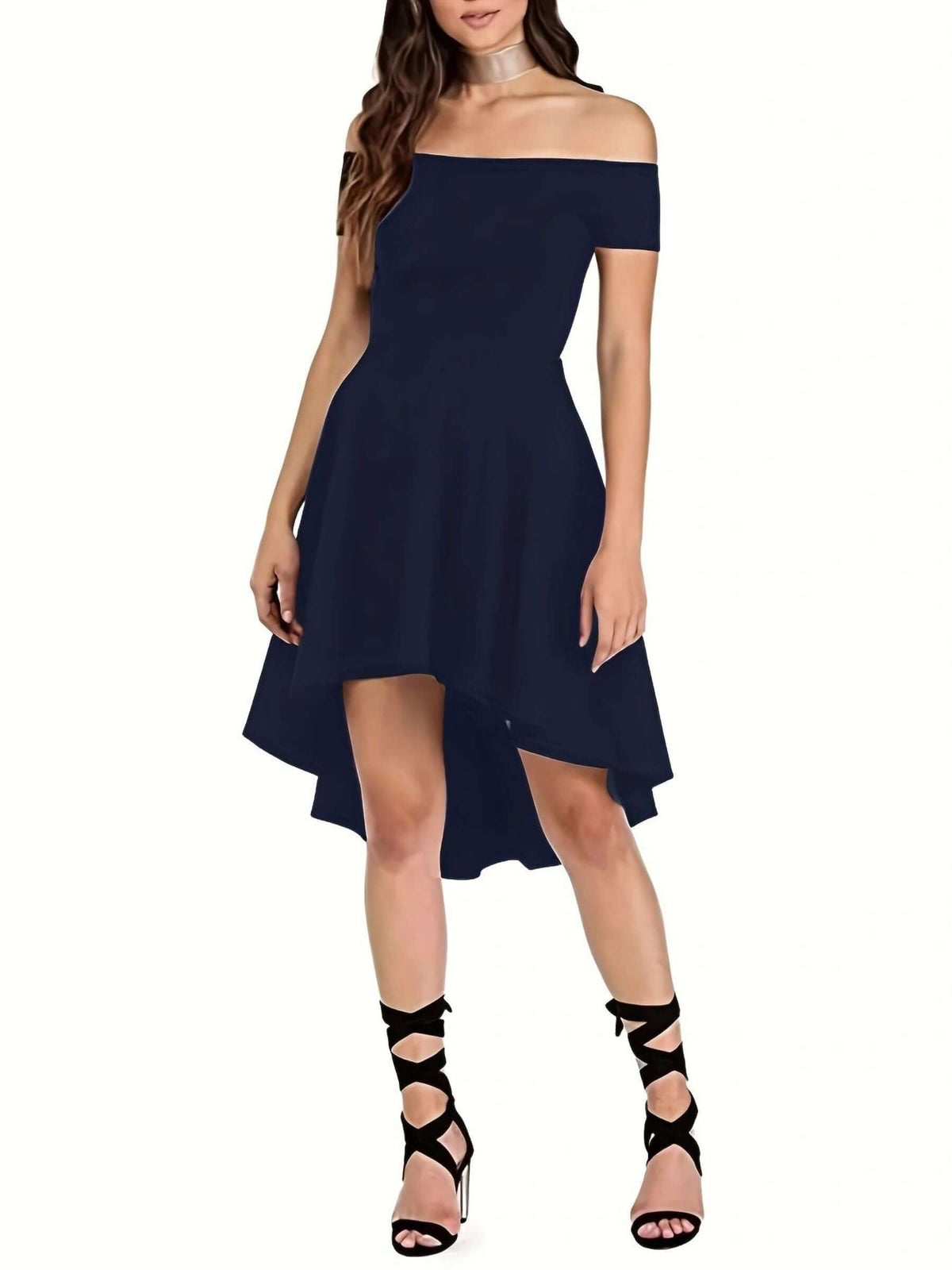 Robe Haute-Basse à Épaules Dégagées