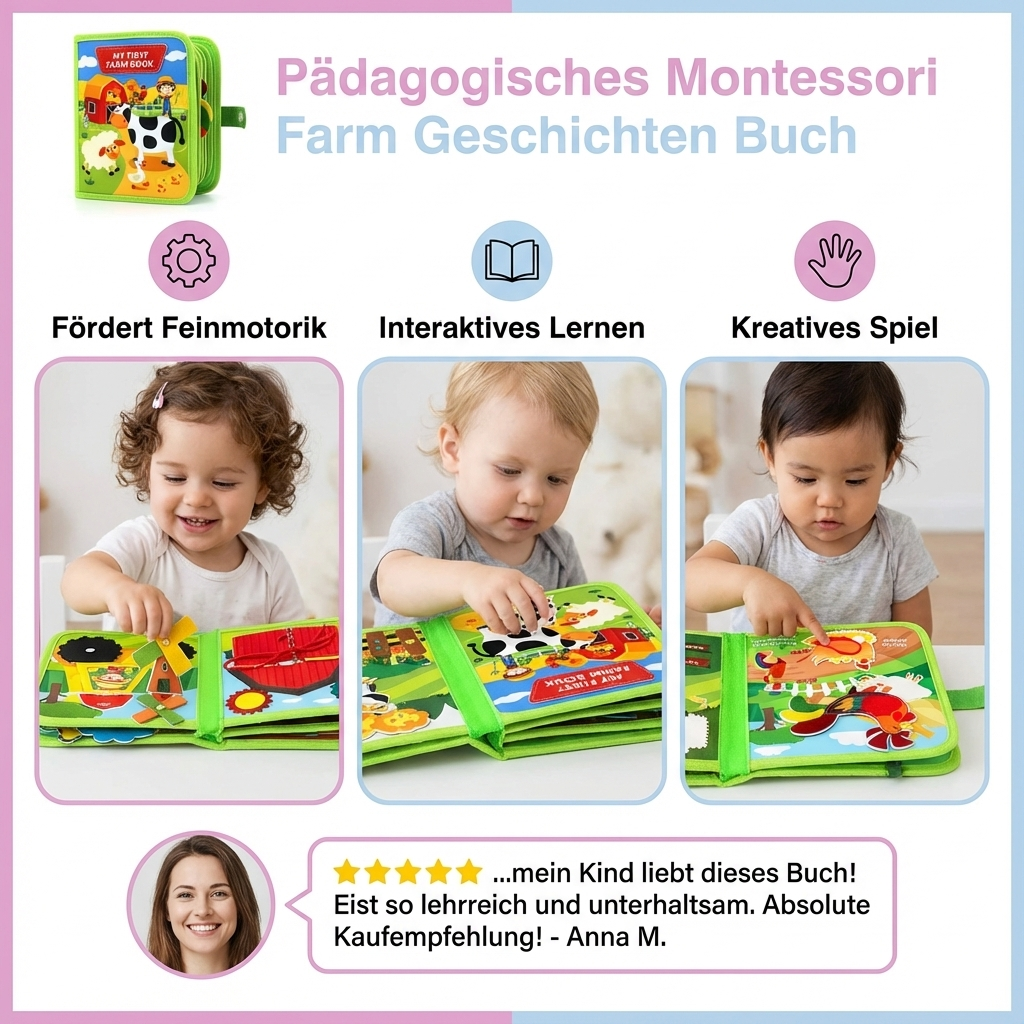 Livre d'histoires pédagogiques Montessori sur la ferme