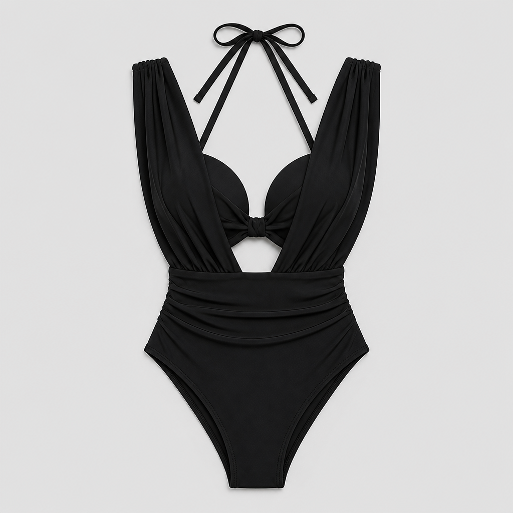 AquaSculpt™ – Maillot de bain une pièce sculptant avec décolleté plongeant et contrôle du ventre froncé