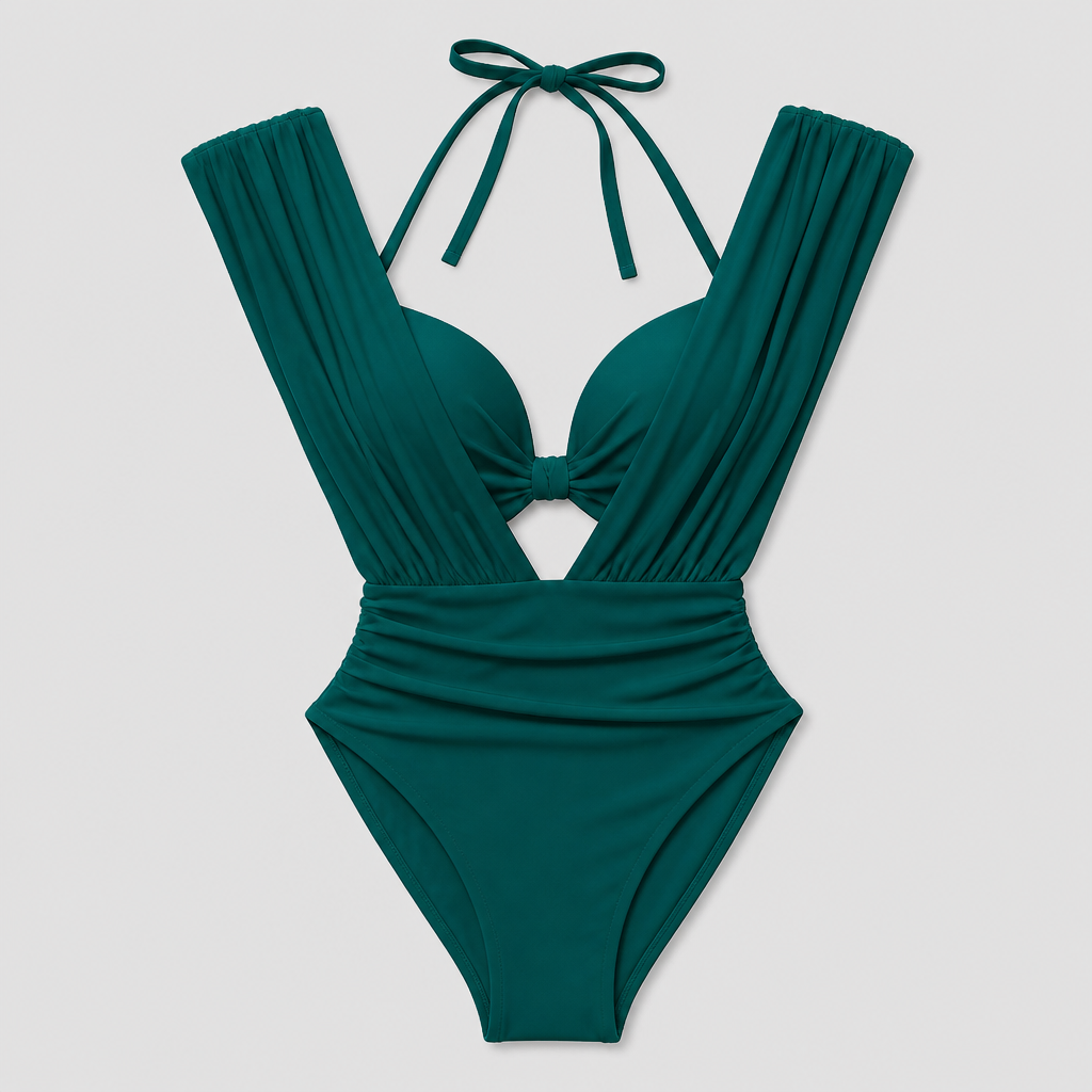 AquaSculpt™ – Maillot de bain une pièce sculptant avec décolleté plongeant et contrôle du ventre froncé