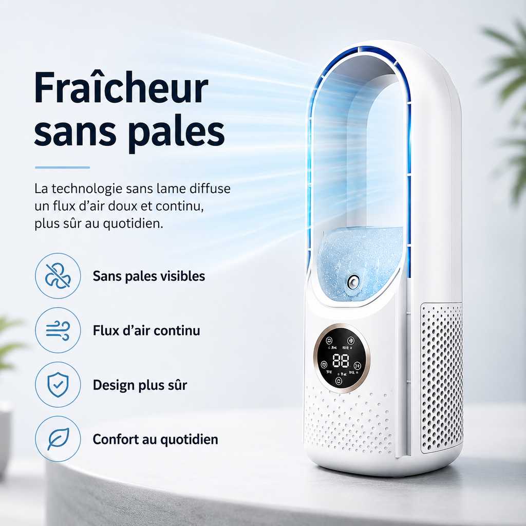 Climatiseur Portable Silencieux Sans Lame 2025 – Restez Frais et Confortable Cet Été, Où Que Vous Soyez