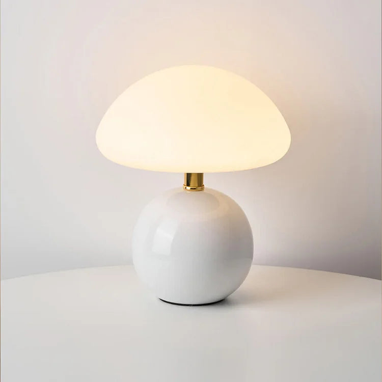 Lampe de Table Champignon Crème Française avec Couleurs LED Ajustables