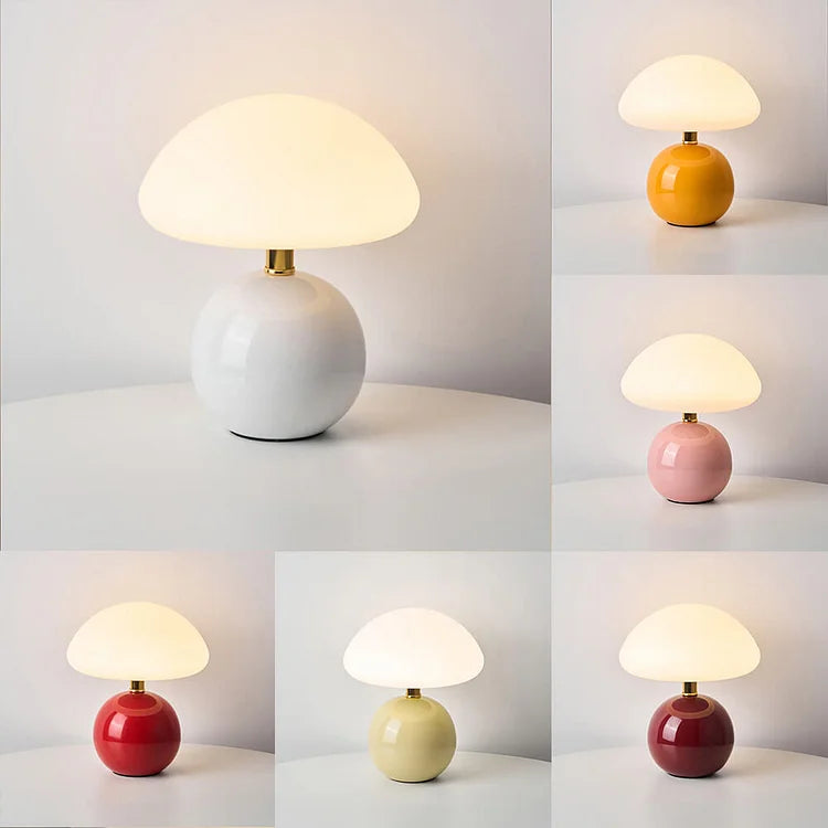 Lampe de Table Champignon Crème Française avec Couleurs LED Ajustables