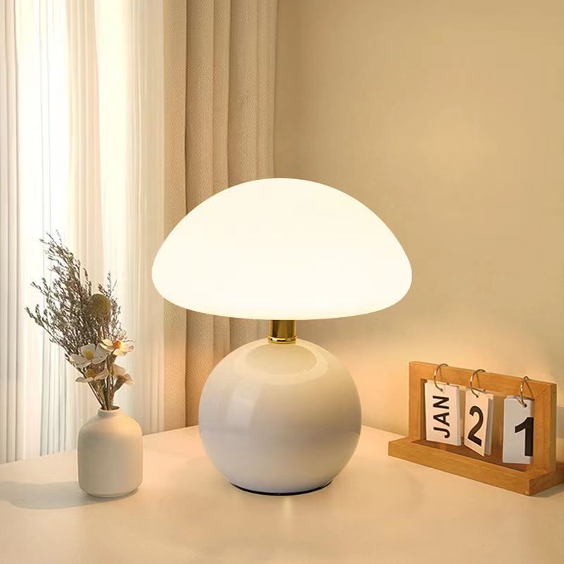 Lampe de Table Champignon Crème Française avec Couleurs LED Ajustables