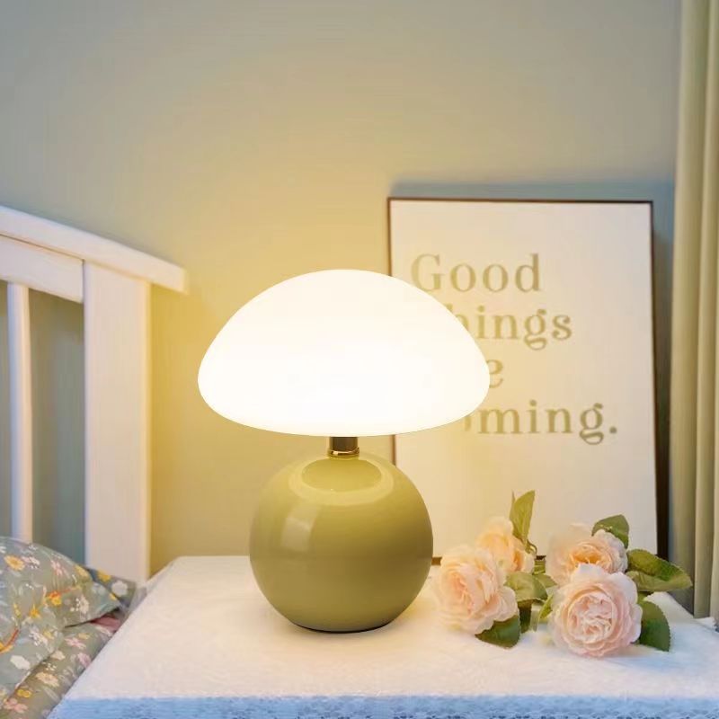 Lampe de Table Champignon Crème Française avec Couleurs LED Ajustables