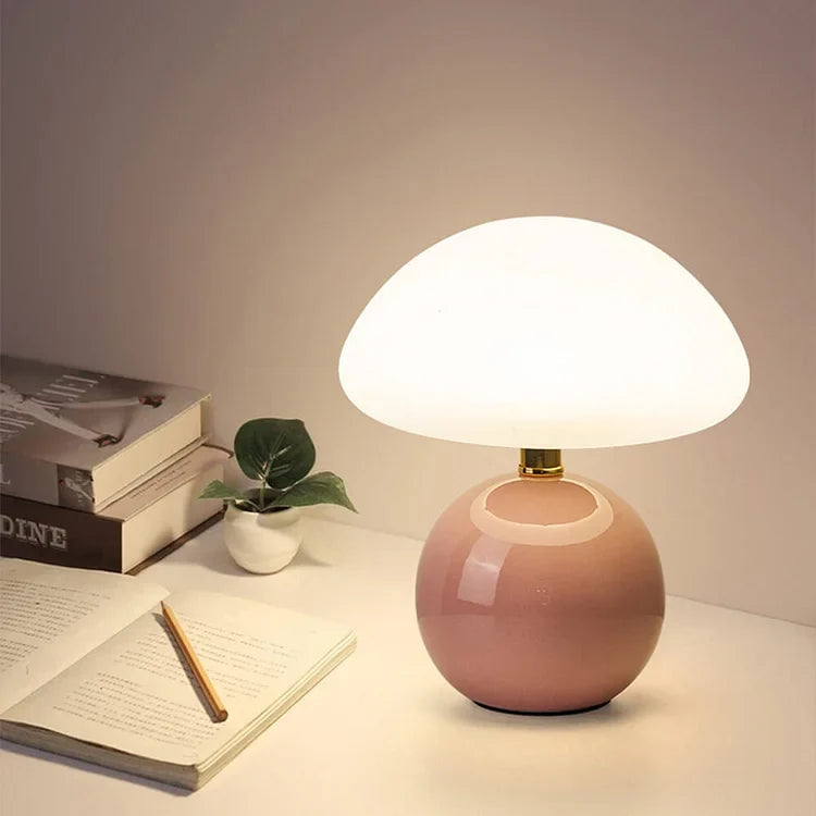 Lampe de Table Champignon Crème Française avec Couleurs LED Ajustables