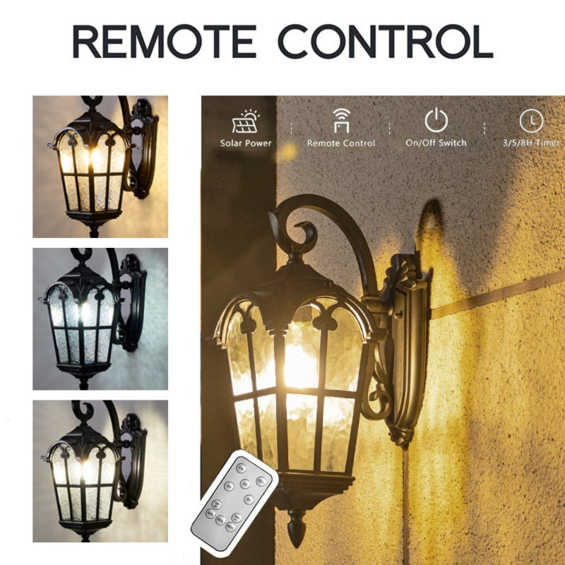 Lumière Murale Solaire Vintage d'Extérieur avec Télécommande