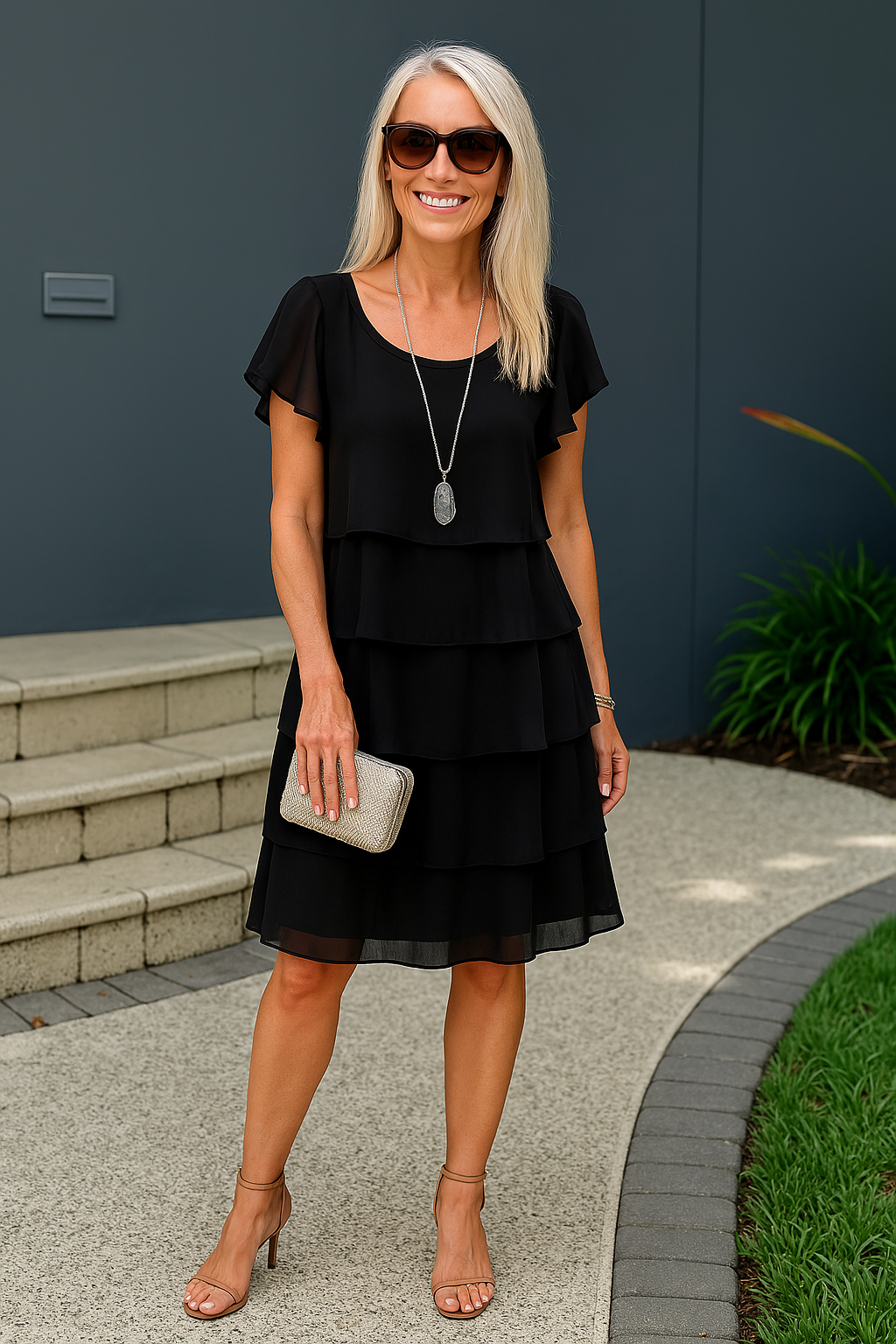Robe Midi Superposée à Manches Courtes pour Femmes