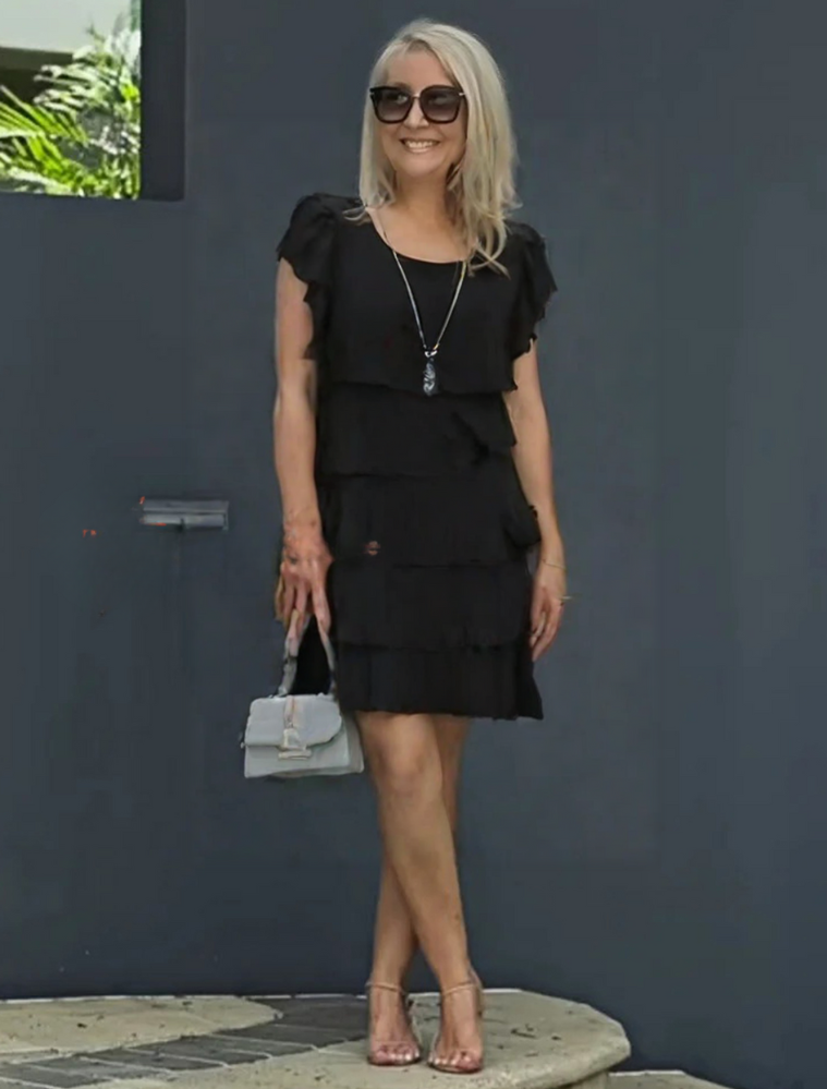 Robe Midi Superposée à Manches Courtes pour Femmes
